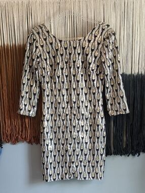 AKIRA Black & Gold Sequined Mini Dress